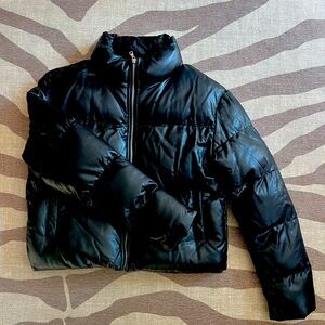 Talulah Wolfe faux Leather Black Puffer Jacket
